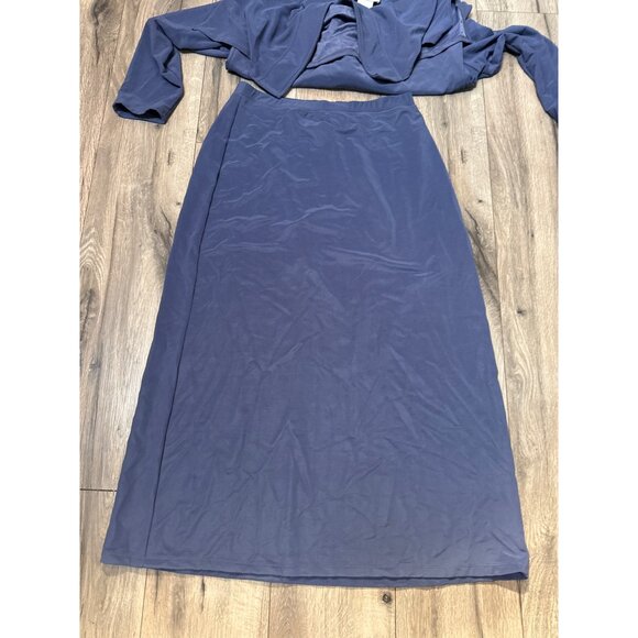 Susan Graver Style Womens Two-Piece Jacket & Skirt Set Size M Blue  Purple Liqui - Picture 8 of 16